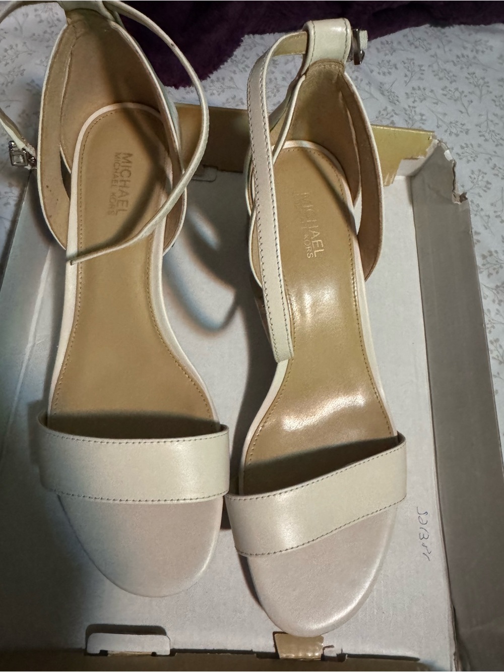 Michael Kors Beige Cream Ankle-Strap Heels